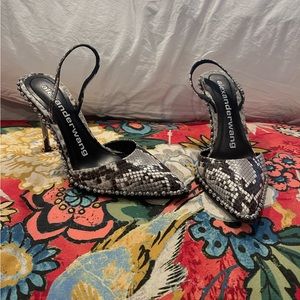 Alexander Wang Women's Snake-Embossed Leather Slingback Pumps